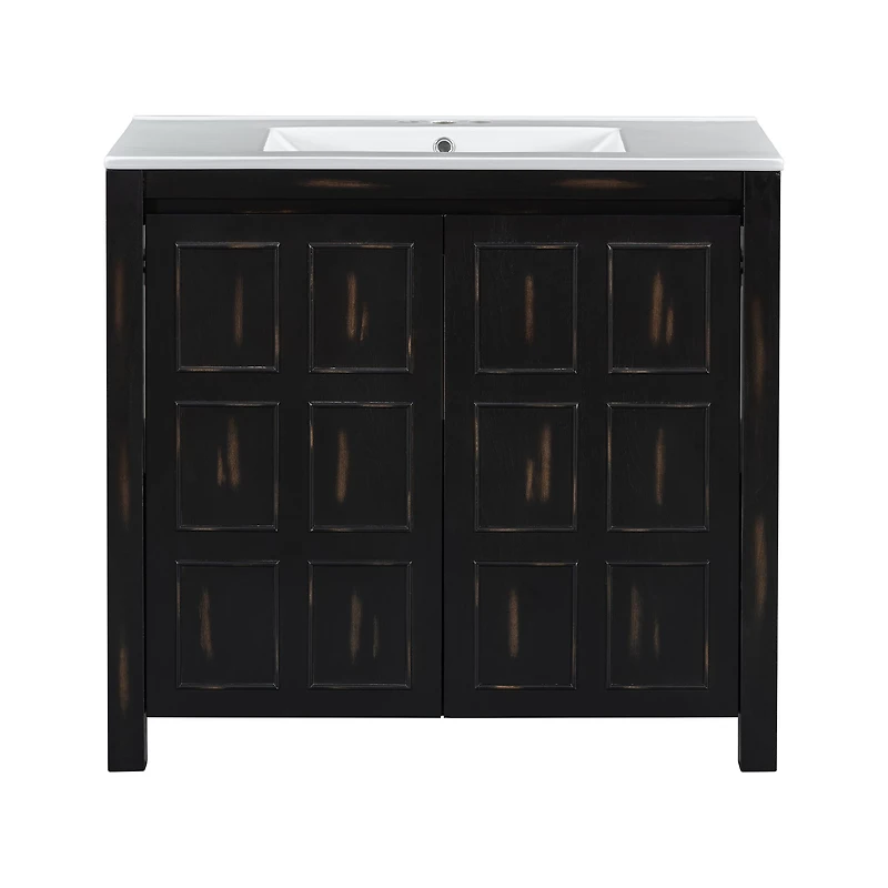 Espresso Bathroom Vanity with Ceramic Sink - 36"