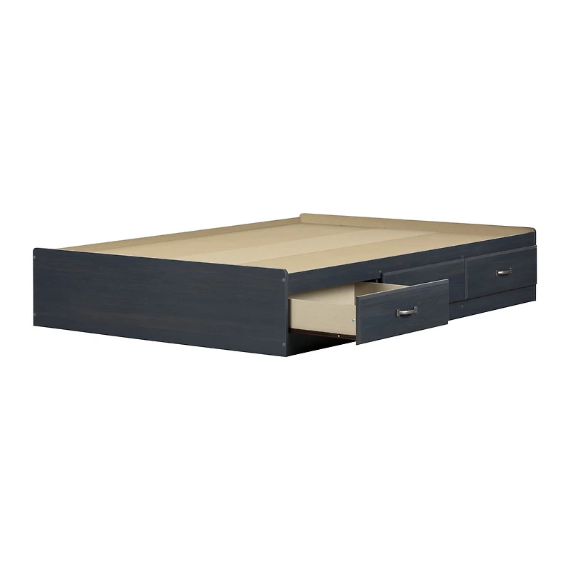 Ulysses Full Mates Platform Storage Bed with 3 Drawers - Blue