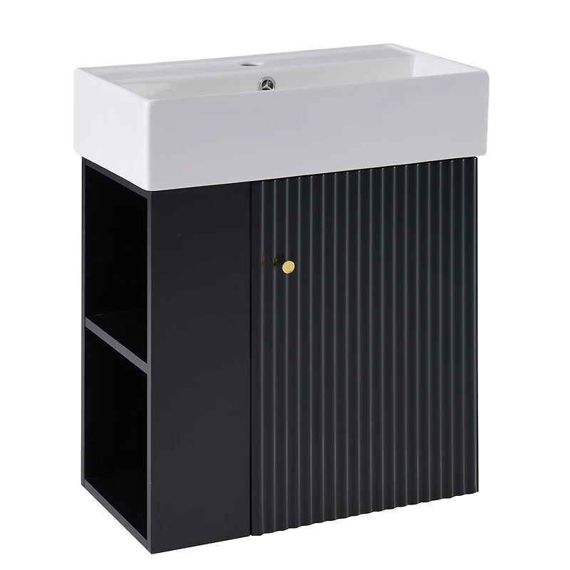 Floating Bathroom Vanity with Ceramic Sink - 21.6"