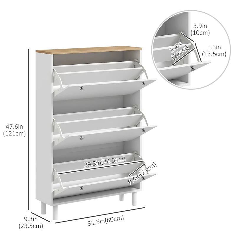 Narrow Shoe Cabinet, 24 Pair Capacity