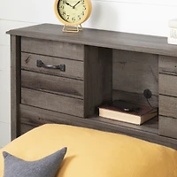 Lit de rangement simple Ulysses avec tête de lit bibliothèque - Brun