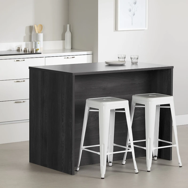 Îlot de cuisine Myro avec rangement en chêne gris et blanc par South Shore Furniture