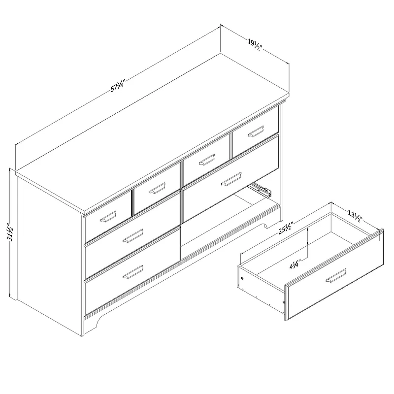 South Shore Furniture Versa Commode à 6 tiroirs - Frêne naturel