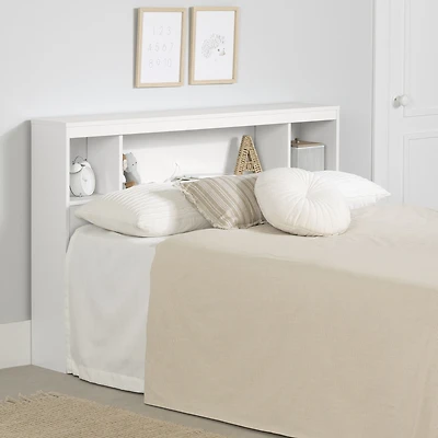 Spark Bookcase Headboard with Storage - White