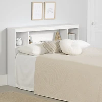 Spark Bookcase Headboard with Storage - White