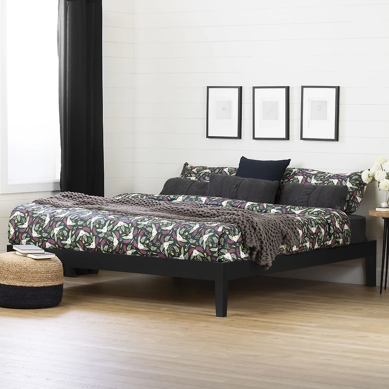Vito King Solid Wood Platform Bed in Pure Black by South Shore Furniture