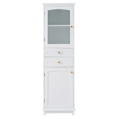 Armoire de rangement haute avec portes en verre – 63 po