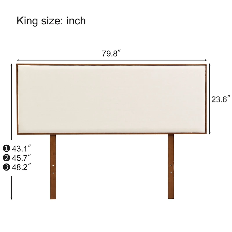 King Size Adjustable Linen Headboard with Bamboo Frame