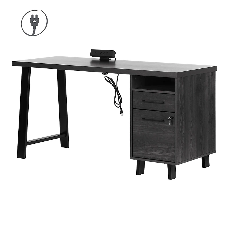 South Shore Furniture Kozack Computer Office Desk with Power Bar