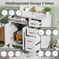 White Bathroom Vanity with Sink - 36"