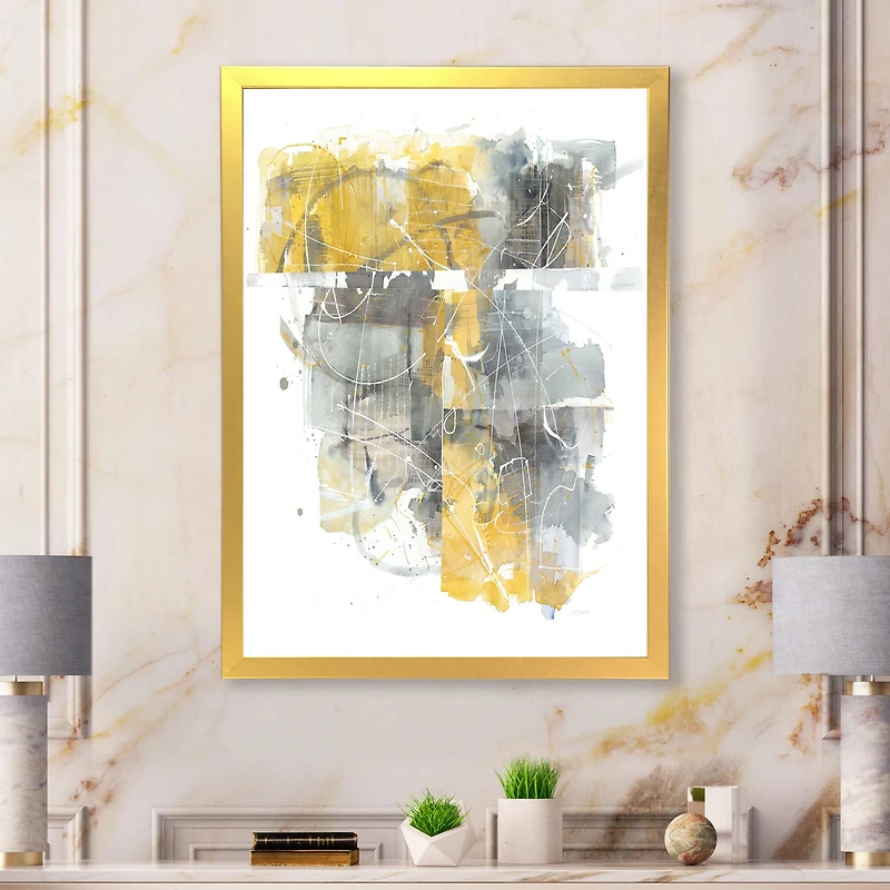 Moving and Out of Traffic II Yellow Grey Canvas Wall Art Print