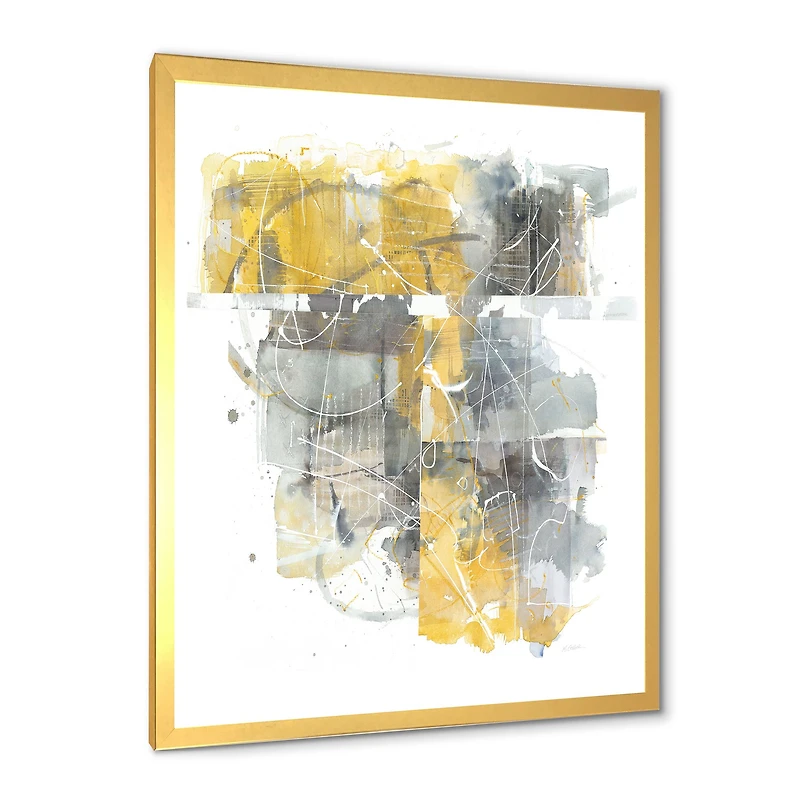 Moving and Out of Traffic II Yellow Grey Canvas Wall Art Print