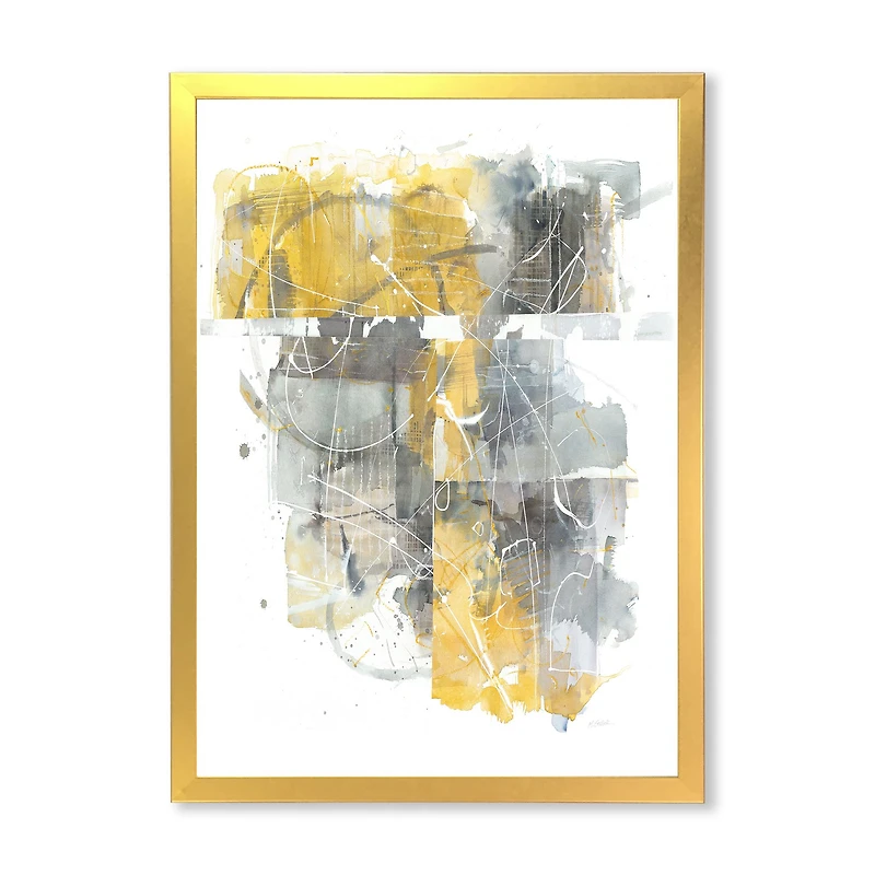 Moving and Out of Traffic II Yellow Grey Canvas Wall Art Print