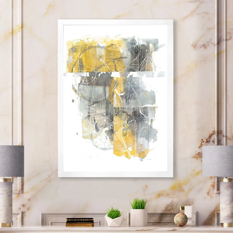 Moving and Out of Traffic II Yellow Grey Canvas Wall Art Print