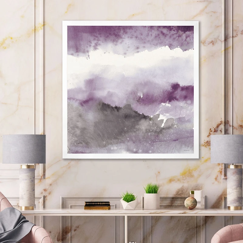 Midnight at the Lake III Amethyst and Grey  Wall Art