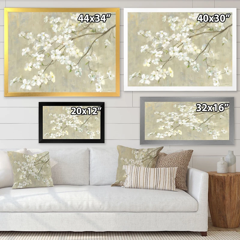 Dogwood Spring Neutral  Canvas Wall Art Print