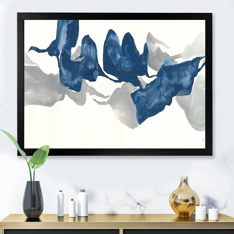 Gouache Sapphire on Gray  Canvas Wall Art