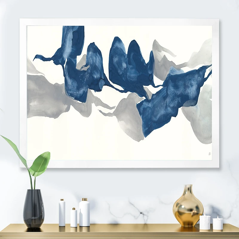 Gouache Sapphire on Gray  Canvas Wall Art