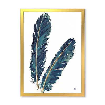 Gold Indigo Feathers IV Wall Art