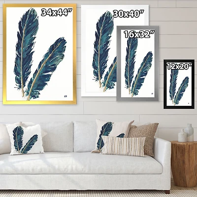 Gold Indigo Feathers IV Wall Art