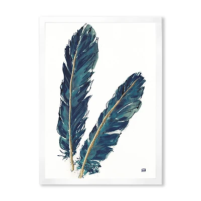 Gold Indigo Feathers IV  Wall Art