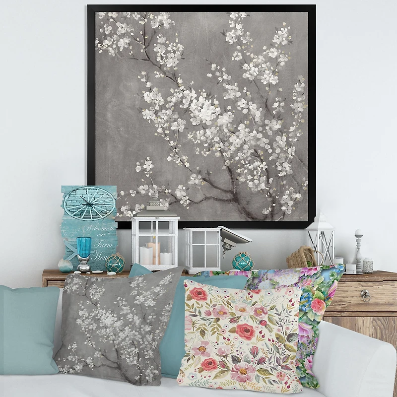 White Cherry Blossoms II Canvas Wall Art Print