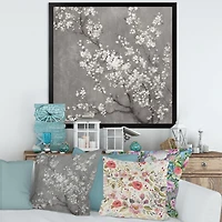White Cherry Blossoms II Canvas Wall Art Print