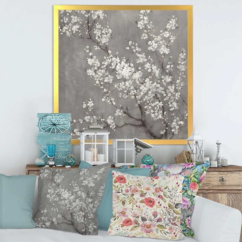 White Cherry Blossoms II Canvas Wall Art Print