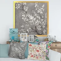 White Cherry Blossoms II Canvas Wall Art Print
