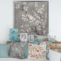 White Cherry Blossoms II Canvas Wall Art Print
