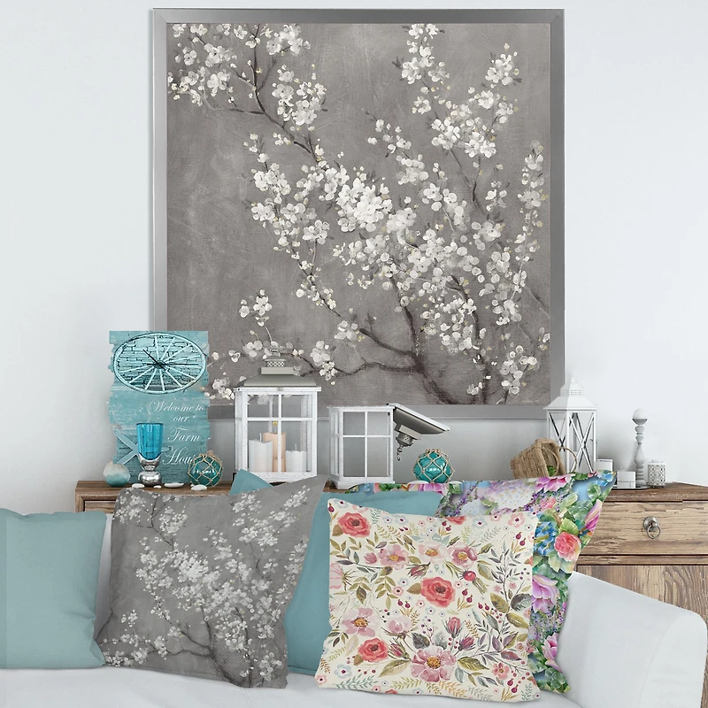 White Cherry Blossoms II Canvas Wall Art Print