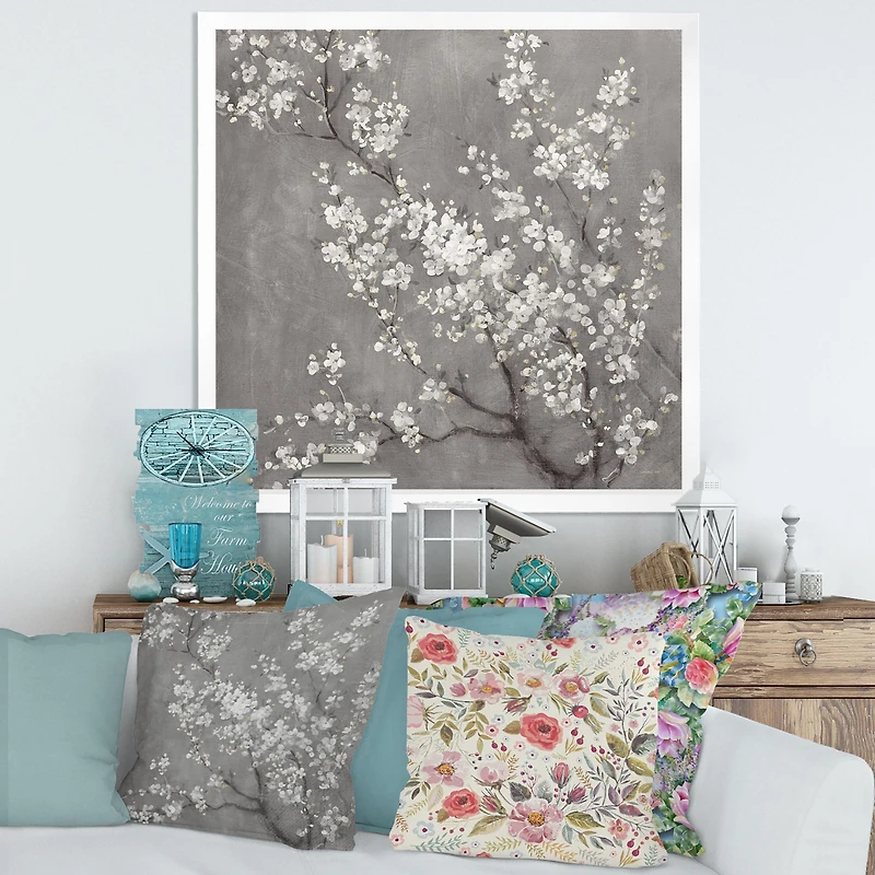 White Cherry Blossoms II Canvas Wall Art Print
