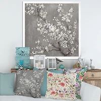 White Cherry Blossoms II Canvas Wall Art Print