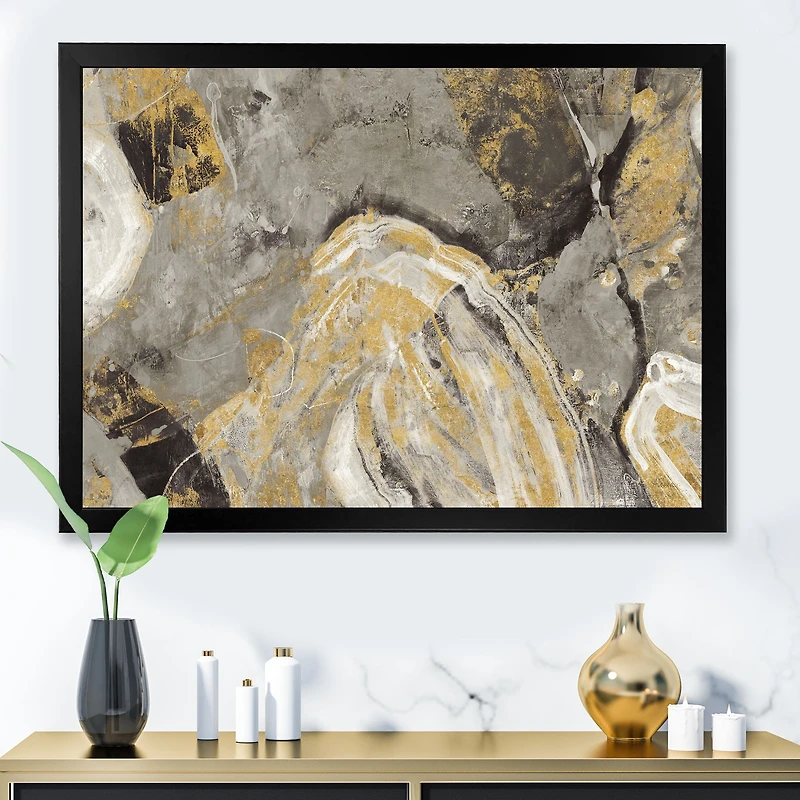 Painted Gold Stone Canvas Art