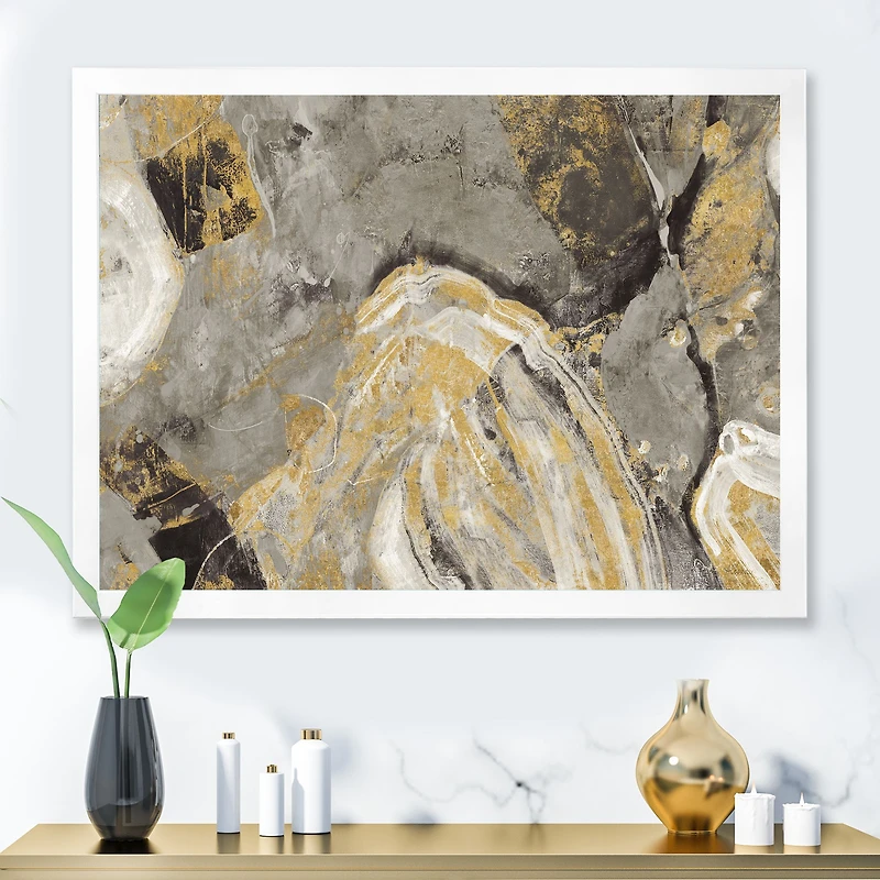 Painted Gold Stone Canvas Art