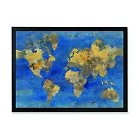 Golden Glam World Map  Wall Art