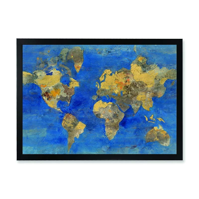 Golden Glam World Map  Wall Art