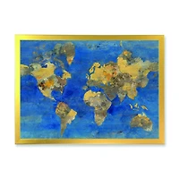 Golden Glam World Map  Wall Art