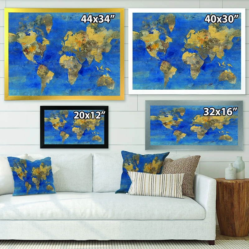 Golden Glam World Map  Wall Art