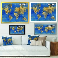 Golden Glam World Map  Wall Art