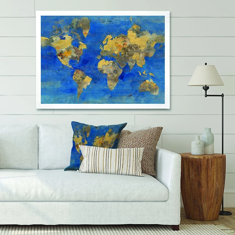 Golden Glam World Map  Wall Art
