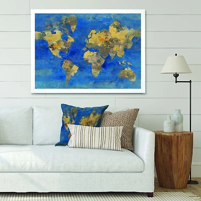 Golden Glam World Map  Wall Art