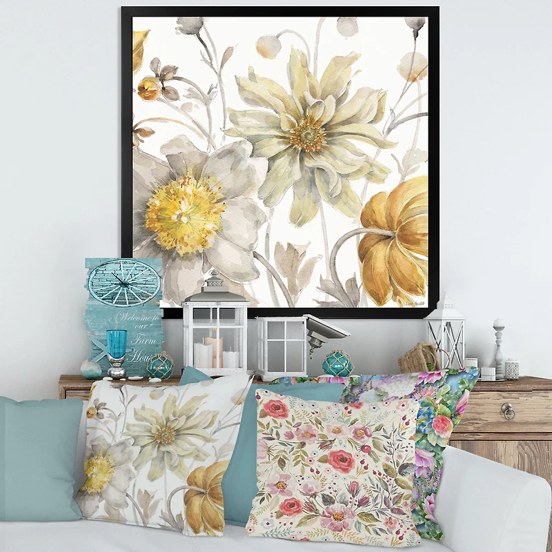Fields of Gold Watercolor Flower V  Canvas