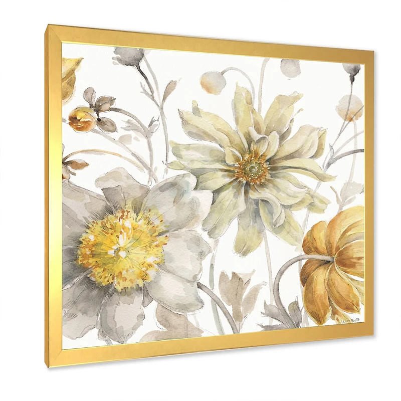 Fields of Gold Watercolor Flower V  Canvas