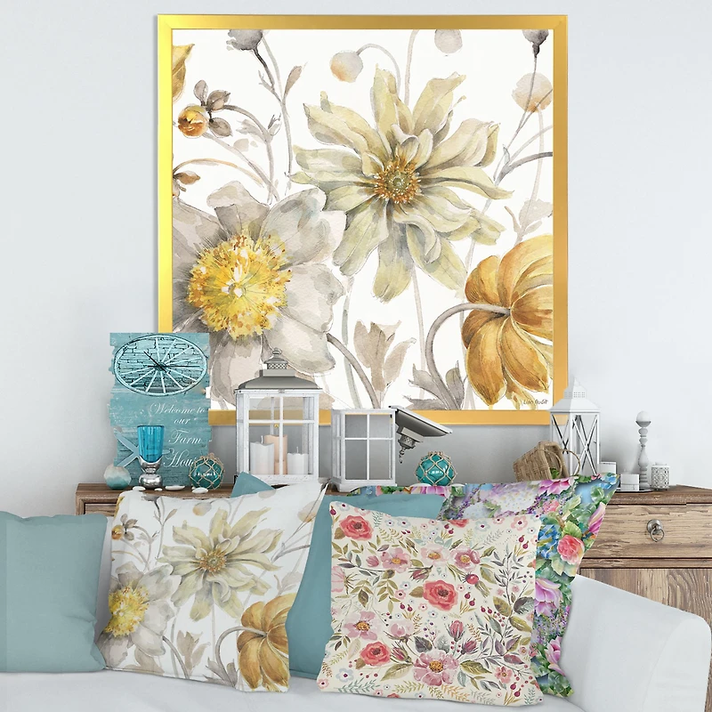 Fields of Gold Watercolor Flower V  Canvas