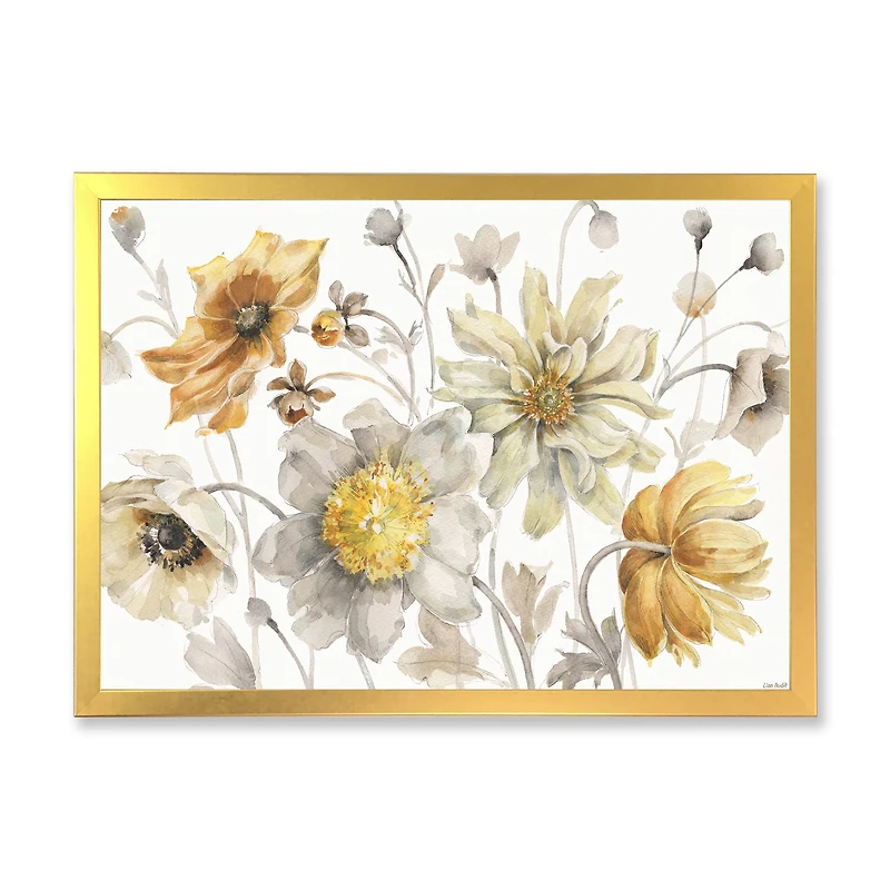 Fields of Gold Watercolor Flower VII Canvas Art
