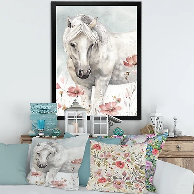 Watercolors Pink Wild Horses I  Wall Art