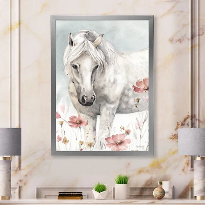 Watercolors Pink Wild Horses I  Wall Art