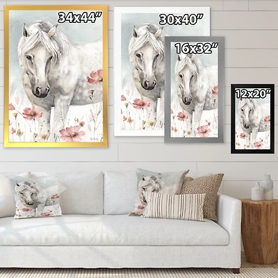 Toile « Watercolors Pink Wild Horses I »
