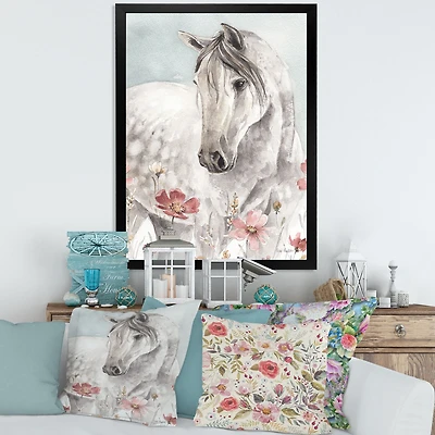 Toile « Watercolors Pink Wild Horses II »